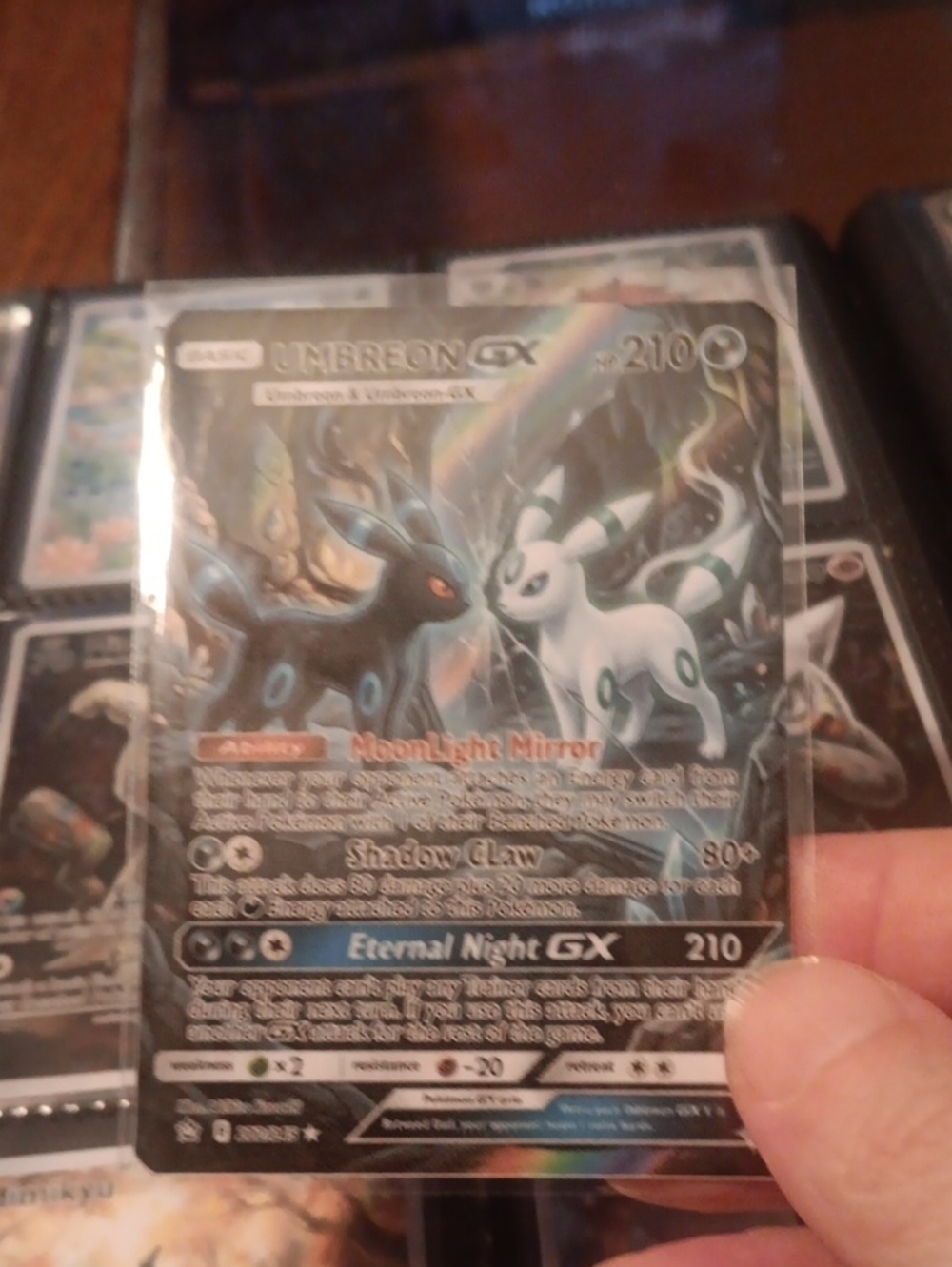 Umbreon & Espeon GX Holographic Trading Card - Black & White
